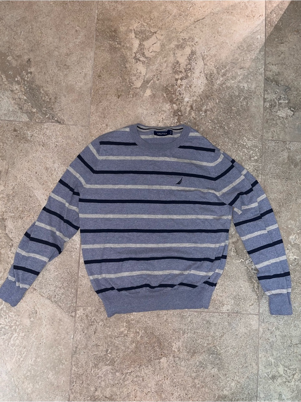 Nautica Men's Blue Striped Sweater